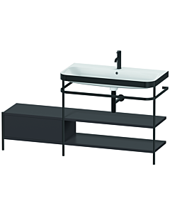 Duravit Happy D.2 Plus furniture washbasin combination HP4748O8080 160 x 49 cm, 2000 tap hole, graphite super matt, with metal console
