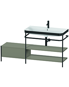 Duravit Happy D.2 Plus vanity washbasin combination HP4748O9292 160 x 49 cm, 2000 tap hole, stone gray satin finish, with metal console