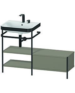 Duravit Happy D.2 Plus furniture washbasin combination HP4750E9292 120 x 49 cm, 2 tap holes, stone gray satin finish, with metal console