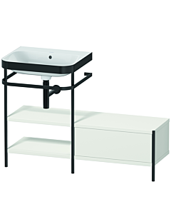 Duravit Happy D.2 Plus Möbelwaschtisch-Kombination HP4750N3939 120 x 49 cm, ohne Hahnloch, nordic weiß seidenmatt, mit Metallkonsole