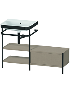 Duravit Happy D.2 Plus Möbelwaschtisch-Kombination HP4750N7575 120 x 49 cm, ohne Hahnloch, leinen, mit Metallkonsole