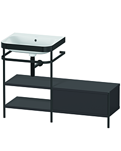 Duravit Happy D.2 Plus combinaison lavabo pour meuble HP4750N8080 120 x 49 cm, sans trou pour robinetterie, graphite super mat, avec console en métal