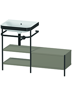 Duravit Happy D.2 Plus furniture washbasin combination HP4750N9292 120 x 49 cm, without tap hole, stone gray satin finish, with metal console