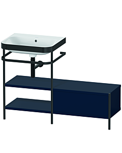 Duravit Happy D.2 Plus furniture washbasin combination HP4750N9898 120 x 49 cm, without tap hole, midnight blue satin finish, with metal console