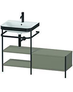 Duravit Happy D.2 Plus combinaison lavabo pour meuble HP4750O9292 120 x 49 cm, trou pour robinetterie 2000 , finition gris pierre satiné, avec console en métal