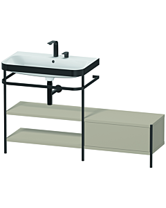 Duravit Happy D.2 Plus vanity washbasin combination HP4752E6060 140 x 49 cm, 2 tap holes, taupe satin finish, with metal console