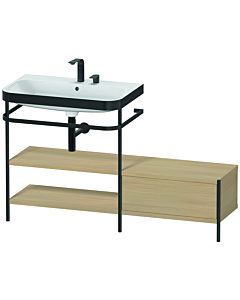 Duravit Happy D.2 Plus vanity washbasin combination HP4752E7171 140 x 49 cm, 2 tap holes, Mediterranean oak, with metal console