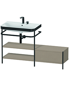 Duravit Happy D.2 Plus combinaison lavabo sur meuble HP4752E7575 140 x 49 cm, 2 trous pour robinetterie, lin, avec console en métal