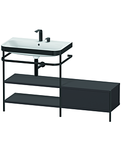 Duravit Happy D.2 Plus Möbelwaschtisch-Kombination HP4752E8080 140 x 49 cm, 2 Hahnlöcher, graphit supermatt, mit Metallkonsole