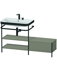 Duravit Happy D.2 Plus furniture washbasin combination HP4752E9292 140 x 49 cm, 2 tap holes, stone gray satin finish, with metal console