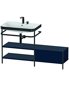 Duravit Happy D.2 Plus furniture washbasin combination HP4752E9898 140 x 49 cm, 2 tap holes, midnight blue satin finish, with metal console