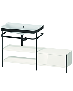 Duravit Happy D.2 Plus furniture washbasin combination HP4752N2222 140 x 49 cm, without tap hole, white high gloss, with metal console