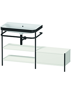 Duravit Happy D.2 Plus furniture washbasin combination HP4752N3939 140 x 49 cm, without tap hole, nordic white satin finish, with metal console