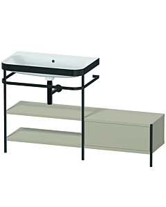 Duravit Happy D.2 Plus furniture washbasin combination HP4752N6060 140 x 49 cm, without tap hole, taupe satin finish, with metal console