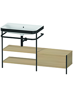Duravit Happy D.2 Plus furniture washbasin combination HP4752N7171 140 x 49 cm, without tap hole, Mediterranean oak, with metal console