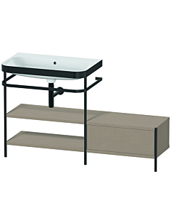 Duravit Happy D.2 Plus vanity washbasin combination HP4752N7575 140 x 49 cm, without tap hole, linen, with metal console