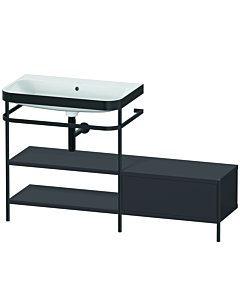 Duravit Happy D.2 Plus Möbelwaschtisch-Kombination HP4752N8080 140 x 49 cm, ohne Hahnloch, graphit supermatt, mit Metallkonsole