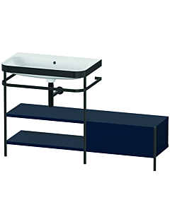 Duravit Happy D.2 Plus combinaison lavabo pour meuble HP4752N9898 140 x 49 cm, sans trou pour robinetterie, finition satinée bleu nuit, avec console en métal