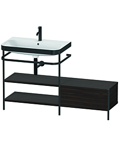 Duravit Happy D.2 Plus combinaison lavabo sur meuble HP4752O6969 140 x 49 cm, trou pour robinetterie 2000 , noyer brossé, avec console en métal