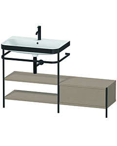 Duravit Happy D.2 Plus vanity washbasin combination HP4752O7575 140 x 49 cm, 2000 tap hole, linen, with metal console