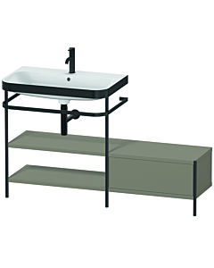 Duravit Happy D.2 Plus combinaison lavabo sur meuble HP4752O9292 140 x 49 cm, trou pour robinetterie 2000 , finition gris pierre satiné, avec console en métal