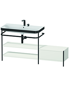 Duravit Happy D.2 Plus Möbelwaschtisch-Kombination HP4753E3939 160 x 49 cm, 2 Hahnlöcher, nordic weiß seidenmatt, mit Metallkonsole