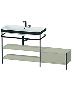Duravit Happy D.2 Plus Möbelwaschtisch-Kombination HP4753E6060 160 x 49 cm, 2 Hahnlöcher, taupe seidenmatt, mit Metallkonsole