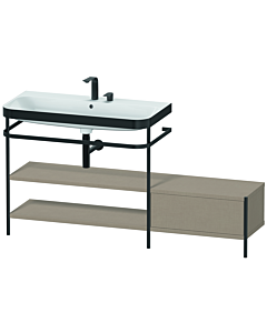Duravit Happy D.2 Plus vanity washbasin combination HP4753E7575 160 x 49 cm, 2 tap holes, linen, with metal bracket