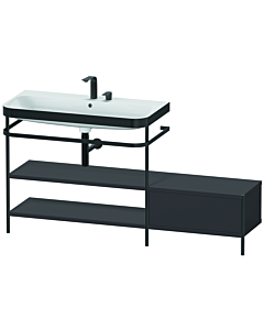 Duravit Happy D.2 Plus Möbelwaschtisch-Kombination HP4753E8080 160 x 49 cm, 2 Hahnlöcher, graphit supermatt, mit Metallkonsole