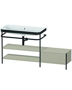 Duravit Happy D.2 Plus Möbelwaschtisch-Kombination HP4753N6060 160 x 49 cm, ohne Hahnloch, taupe seidenmatt, mit Metallkonsole