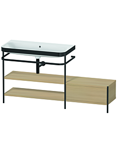 Duravit Happy D.2 Plus Möbelwaschtisch-Kombination HP4753N7171 160 x 49 cm, ohne Hahnloch, mediterrane Eiche, mit Metallkonsole