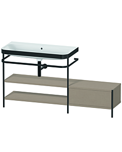 Duravit Happy D.2 Plus Möbelwaschtisch-Kombination HP4753N7575 160 x 49 cm, ohne Hahnloch, leinen, mit Metallkonsole