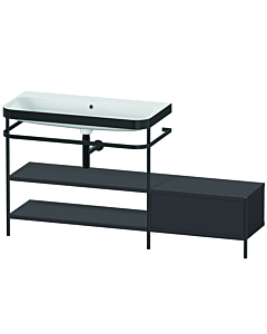 Duravit Happy D.2 Plus Möbelwaschtisch-Kombination HP4753N8080 160 x 49 cm, ohne Hahnloch, graphit supermatt, mit Metallkonsole
