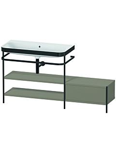 Duravit Happy D.2 Plus Möbelwaschtisch-Kombination HP4753N9292 160 x 49 cm, ohne Hahnloch, steingrau seidenmatt, mit Metallkonsole