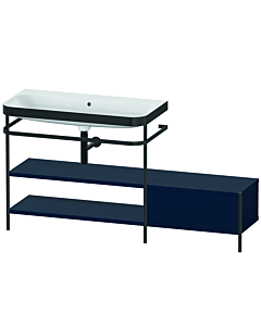 Duravit Happy D.2 Plus furniture washbasin combination HP4753N9898 160 x 49 cm, without tap hole, midnight blue satin finish, with metal console