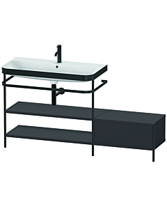 Duravit Happy D.2 Plus combinaison lavabo pour meuble HP4753O8080 160 x 49 cm, trou pour robinetterie 2000 , graphite super mat, avec console en métal