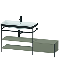 Duravit Happy D.2 Plus furniture washbasin combination HP4753O9292 160 x 49 cm, 2000 tap hole, stone gray satin finish, with metal console