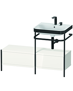 Duravit Happy D.2 Plus furniture washbasin combination HP4755E2222 120x49cm, with metal console, 2 tap holes, white high gloss