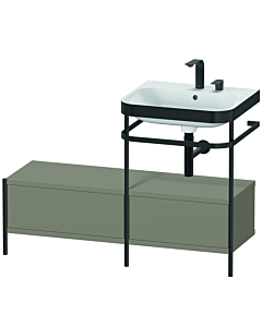 Duravit Happy D.2 Plus Möbelwaschtisch-Kombination HP4755E9292 120x49cm, mit Metallkonsole, 2 Hahnlöcher, steingrau seidenmatt