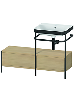 Duravit Happy D.2 Plus combinaison lavabo pour meuble HP4755N7171 120x49cm, avec console en métal, sans trou pour robinetterie, chêne méditerranéen