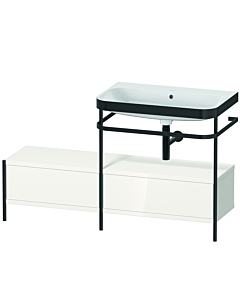 Duravit Happy D.2 Plus combinaison lavabo pour meuble HP4757N2222 140x49cm, avec console en métal, sans trou pour robinetterie, blanc brillant