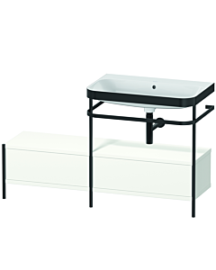 Duravit Happy D.2 Plus furniture washbasin combination HP4757N3636 140x49cm, with metal console, without tap hole, white satin finish