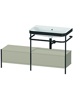 Duravit Happy D.2 Plus vanity washbasin combination HP4757N6060 140x49cm, with metal console, without tap hole, taupe satin finish