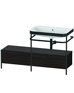 Duravit Happy D.2 Plus combinaison lavabo pour meuble HP4757N6969 140x49cm, avec console en métal, sans trou pour robinetterie, noyer brossé