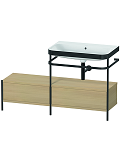 Duravit Happy D.2 Plus furniture washbasin combination HP4757N7171 140x49cm, with metal console, without tap hole, Mediterranean oak