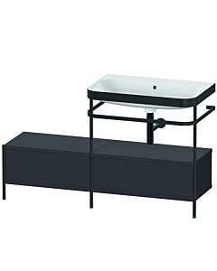 Duravit Happy D.2 Plus furniture washbasin combination HP4757N8080 140x49cm, with metal console, without tap hole, graphite super matt
