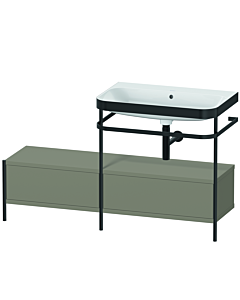 Duravit Happy D.2 Plus furniture washbasin combination HP4757N9292 140x49cm, with metal console, without tap hole, stone gray satin finish