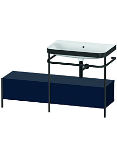 Duravit Happy D.2 Plus furniture washbasin combination HP4757N9898 140x49cm, with metal console, without tap hole, midnight blue satin finish
