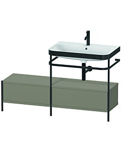 Duravit Happy D.2 Plus vanity washbasin combination HP4757O9292 140x49cm, with metal console, 2000 tap hole, stone gray satin finish