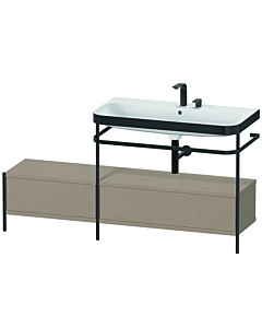 Duravit Happy D.2 Plus vanity washbasin combination HP4758E7575 160x49cm, with metal console, 2 tap holes, linen